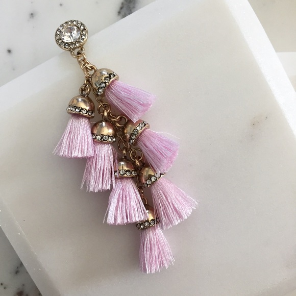 🆑 "Alina" Earrings || Rose Pink Tassel Statement - Picture 5 of 10
